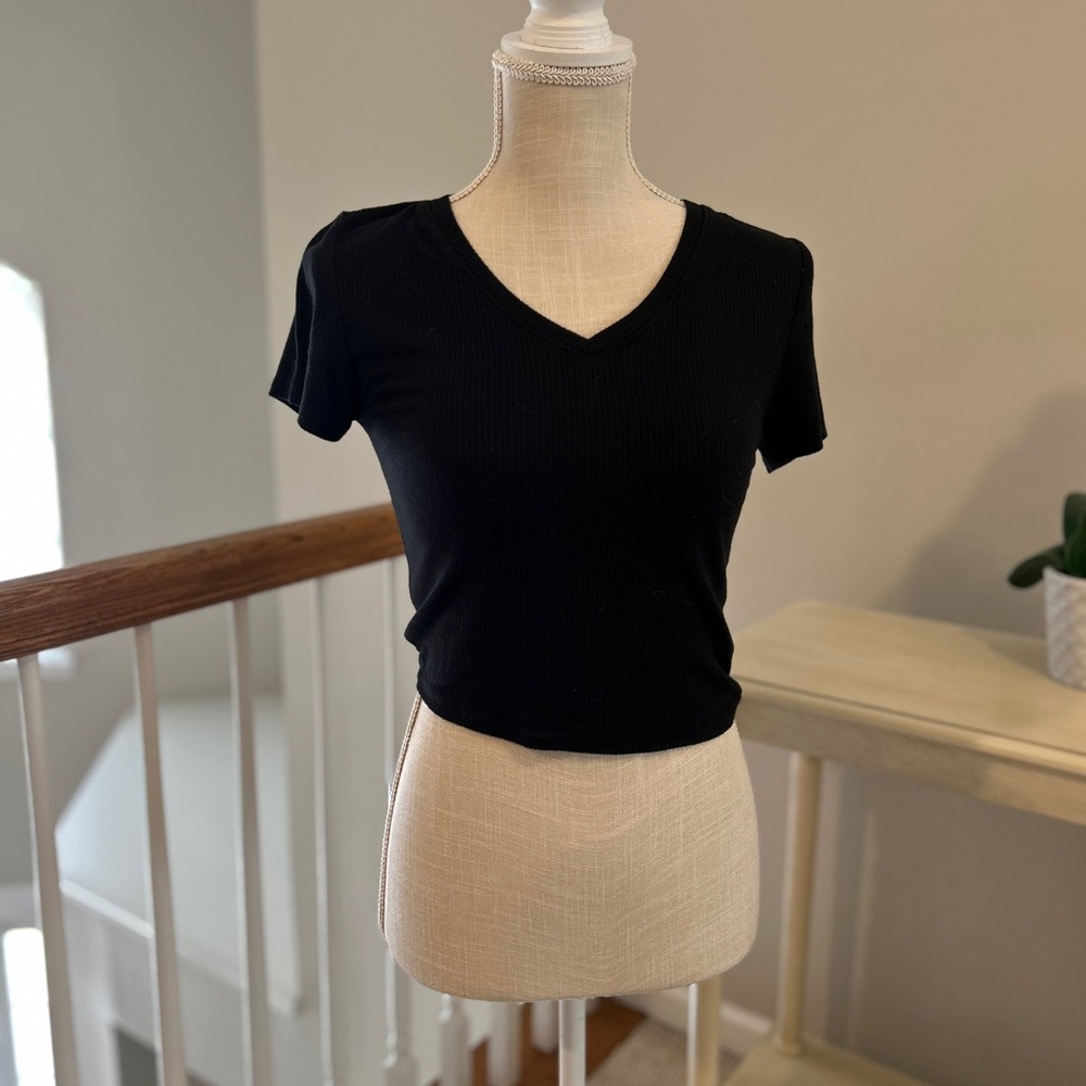 Classic Black V-Neck Women's Top